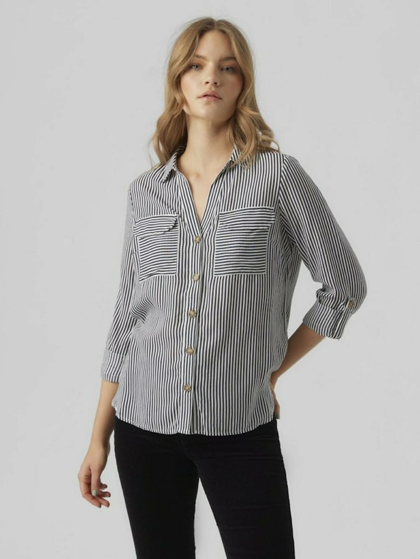 Vero Moda Bielo-modrá dámska pruhovaná blúzka Vero Moda Bumpy