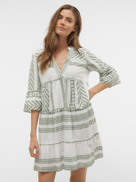 Vero Moda Zeleno-biele dámske vzorované šaty Vero Moda Dicthe