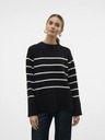 Vero Moda Béžovo-čierny dámsky pruhovaný sveter Vero Moda Flawless
