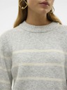 Vero Moda Béžovo-sivý dámsky pruhovaný sveter Vero Moda Flawless