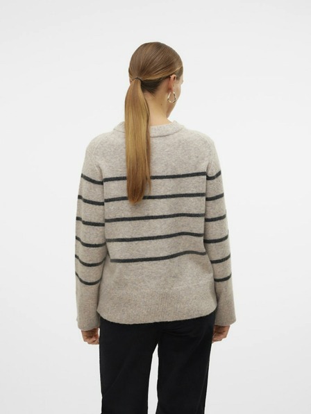 Vero Moda Čierno-béžový dámsky pruhovaný sveter Vero Moda Flawless