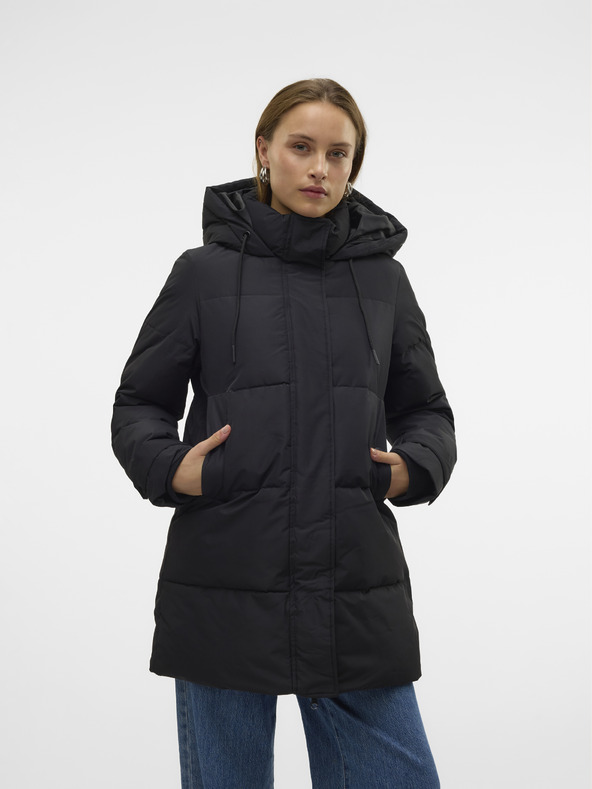 Vero Moda Čierny dámsky páperový kabát Vero Moda Leonielea
