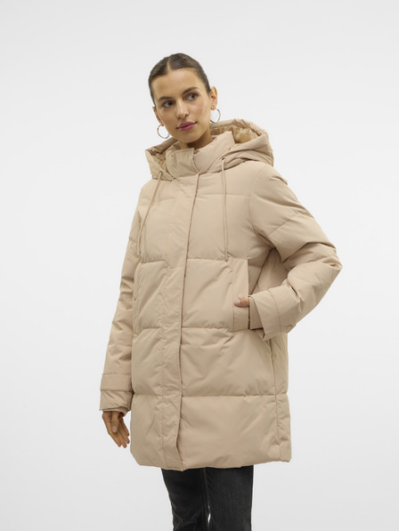 Vero Moda Vero Moda Leonielea Béžový dámsky páperový kabát