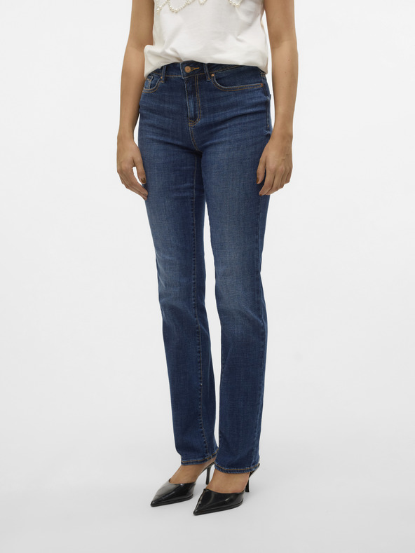 Vero Moda Tmavomodré dámske džínsy rovného strihu Vero Moda Flash