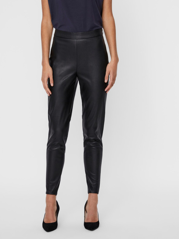 Vero Moda Čierne koženkové legíny VERO MODA Janni