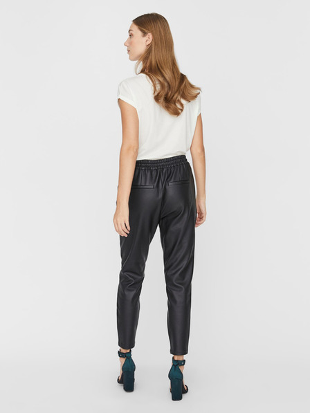 Vero Moda Čierne skrátené kožené nohavice VERO MODA Eva
