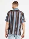 Celio Modro-hnedé pánske pruhované tričko Celio Taboy