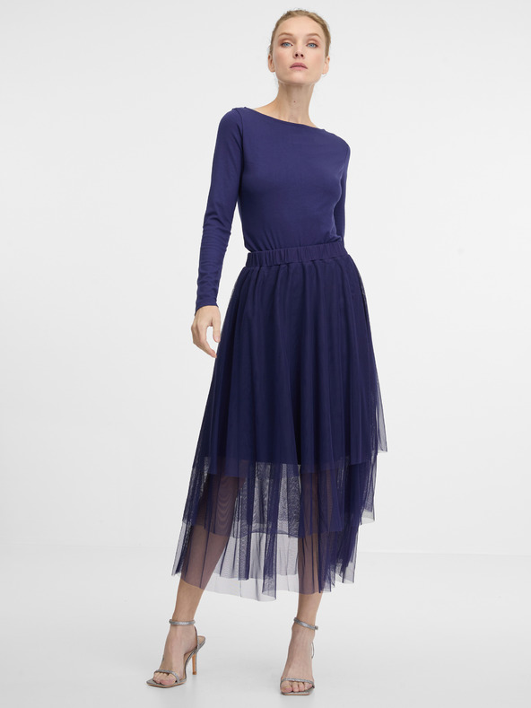 Orsay Tmavomodré dámske tričko s dlhým rukávom ORSAY