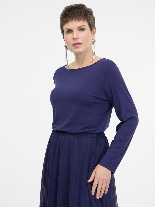 Orsay Tmavomodré dámske tričko s dlhým rukávom ORSAY