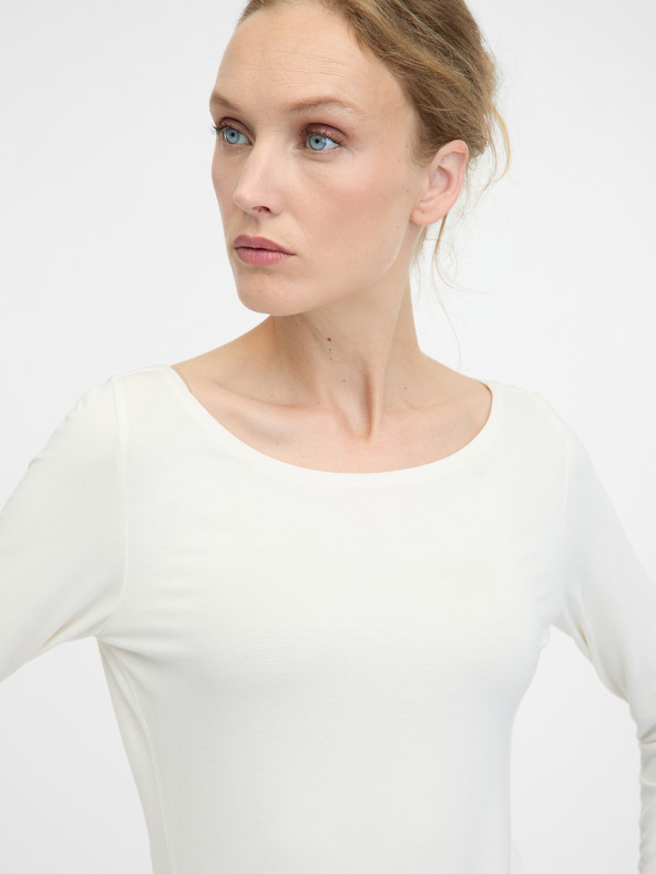 Orsay Biele dámske tričko s dlhým rukávom ORSAY