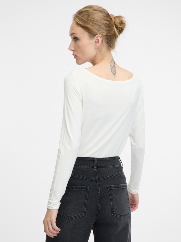 Orsay Biele dámske tričko s dlhým rukávom ORSAY