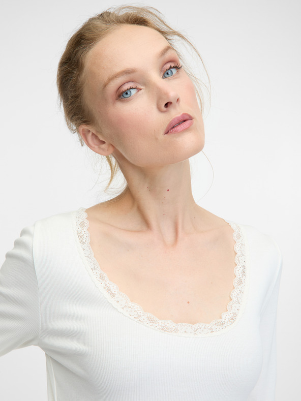 Orsay Biele dámske tričko s dlhým rukávom ORSAY