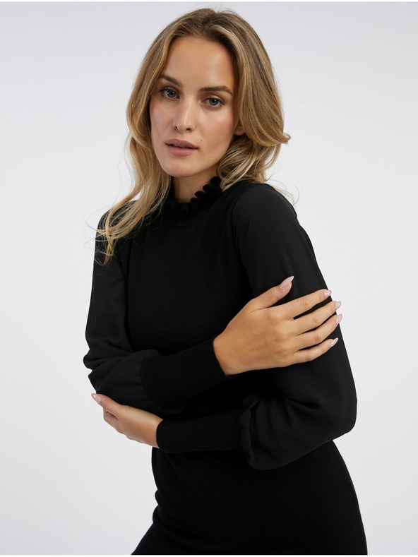 Orsay Čierne dámske úpletové puzdrové šaty ORSAY