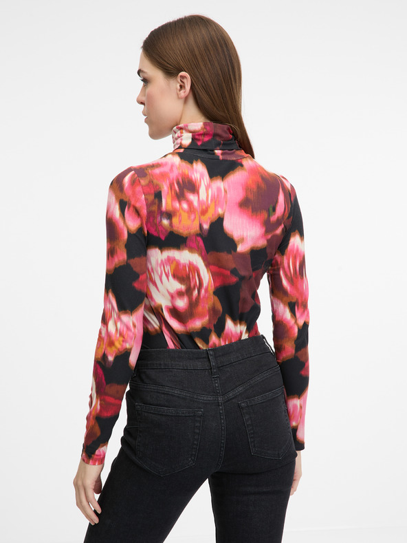 Orsay Červené vzorované dámske tričko s dlhým rukávom ORSAY