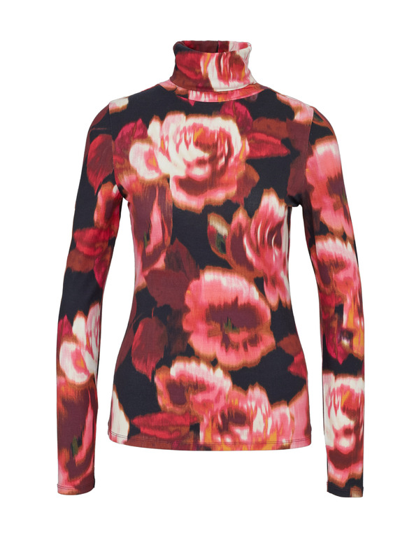 Orsay Červené vzorované dámske tričko s dlhým rukávom ORSAY