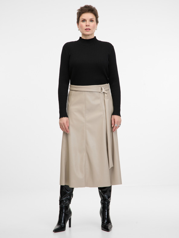 Orsay Béžová dámska koženková midi sukňa ORSAY