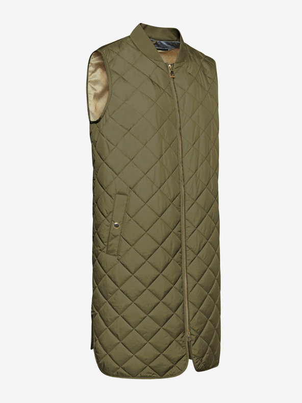 Geox Khaki dámska dlhá prešívaná vesta Geox Asheely