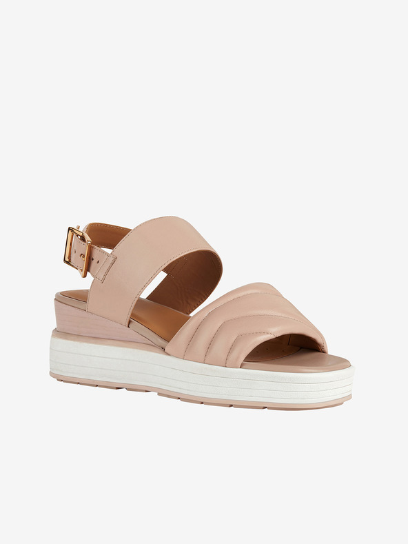 Geox Staroružové dámske kožené sandále na klinoch Geox Rosita