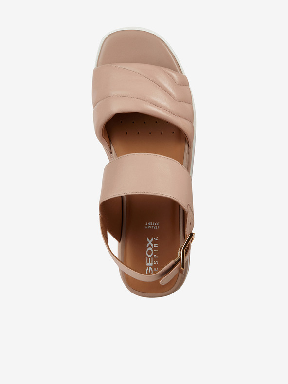 Geox Staroružové dámske kožené sandále na klinoch Geox Rosita