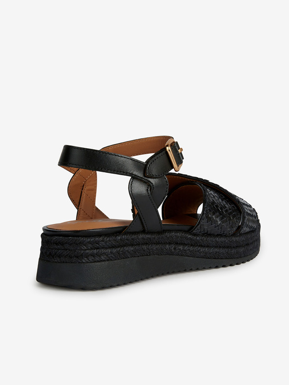 Geox Čierne dámske kožené sandále Geox Eolie