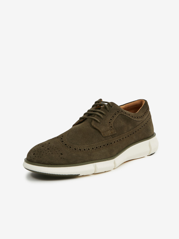 Geox Khaki pánske semišové spoločenské topánky Geox Adacter