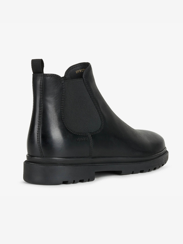 Geox Čierne pánske kožené členkové topánky Geox