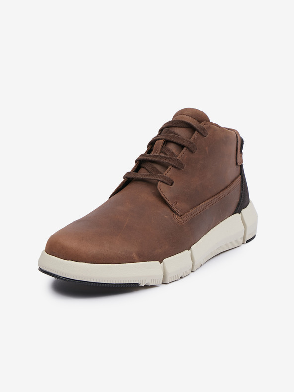 Geox Hnedé pánske kožené členkové topánky Geox Adacter