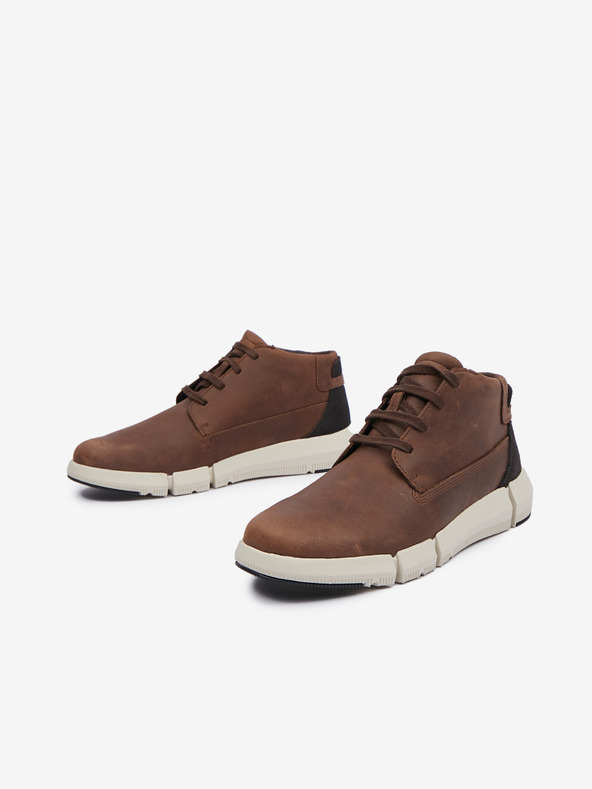 Geox Hnedé pánske kožené členkové topánky Geox Adacter