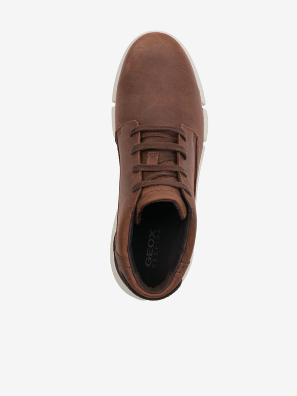 Geox Hnedé pánske kožené členkové topánky Geox Adacter