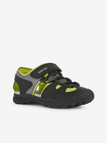 Geox Zeleno-čierne chlapčenské outdoor sandále Geox Vaniett