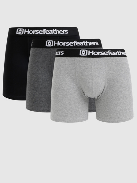 Horsefeathers Súprava troch boxeriek Horsefeathers Dynasty v sivej a čiernej farbe