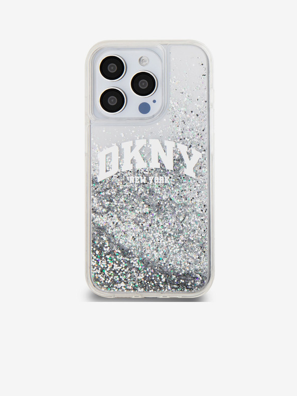 DKNY Liquid Glitter Arch Logo Zadný kryt pre iPhone 14 Pro Transparent DKNY