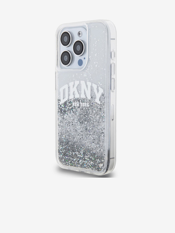 DKNY Liquid Glitter Arch Logo Zadný kryt pre iPhone 14 Pro Transparent DKNY