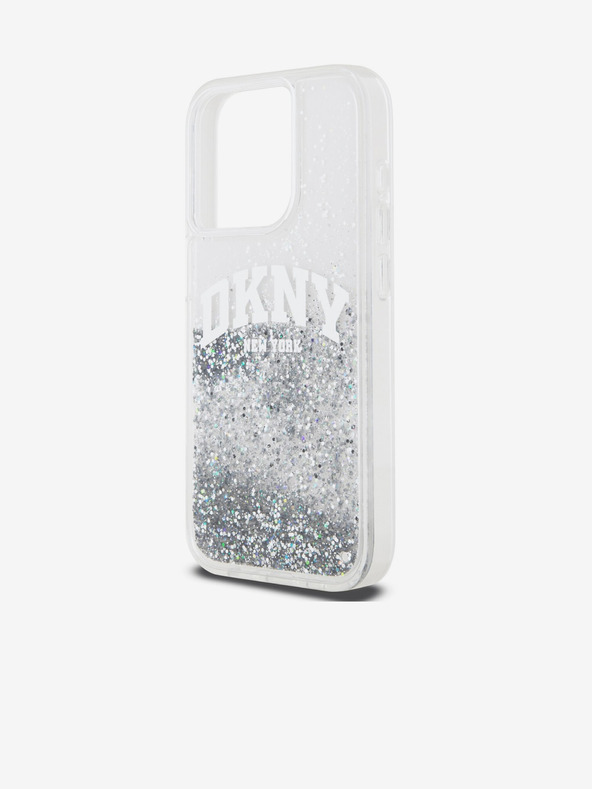 DKNY Liquid Glitter Arch Logo Zadný kryt pre iPhone 14 Pro Transparent DKNY