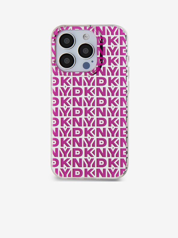 DKNY Zadný kryt PC/TPU s opakovaným vzorom pre iPhone 15 Pro ružový DKNY