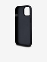 DKNY PU kožený zadný kryt so šachovnicovým vzorom a pruhmi pre iPhone 15 čierny DKNY
