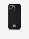 DKNY PU kožený zadný kryt Repeat Pattern Stack Logo Magsafe pre iPhone 13 Pro Max Black DKNY