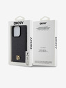 DKNY PU kožený zadný kryt Repeat Pattern Stack Logo Magsafe pre iPhone 13 Pro Max Black DKNY