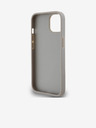 DKNY PU kožený zadný kryt so šachovnicovým vzorom a pruhmi pre iPhone 14 béžový DKNY