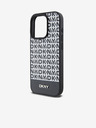 DKNY PU kožený zadný kryt Repeat Pattern Bottom Stripe MagSafe pre iPhone 15 Pro Max Black DKNY
