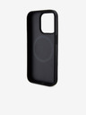 DKNY PU kožený zadný kryt Repeat Pattern Bottom Stripe MagSafe pre iPhone 15 Pro Max Black DKNY