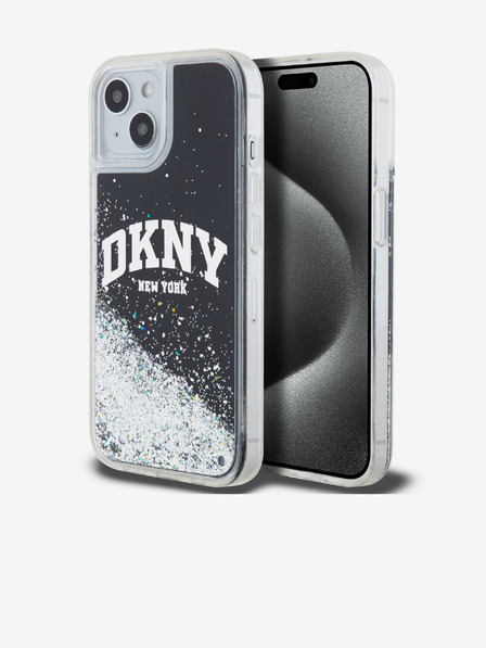 DKNY Liquid Glitter Arch Logo Zadný kryt pre iPhone 14 Black DKNY