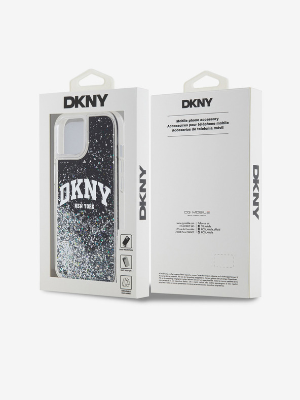 DKNY Liquid Glitter Arch Logo Zadný kryt pre iPhone 14 Black DKNY