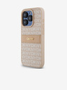 DKNY PU kožený zadný kryt Repeat Pattern Tonal Stripe pre iPhone 15 Pro Pink DKNY