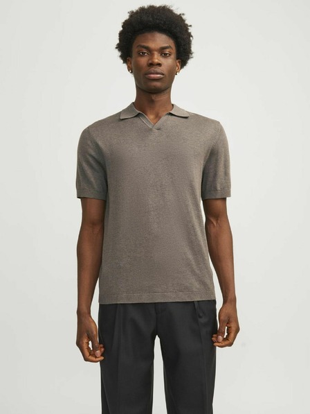 Jack & Jones Hnedá pánska polokošeľa Jack & Jones Cigor