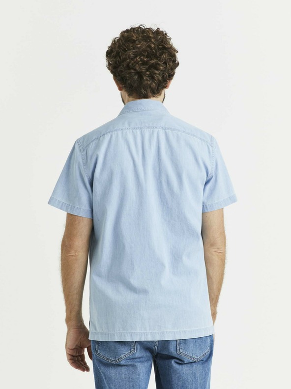 Celio Svetlomodrá pánska džínsová košeľa s vreckami Celio