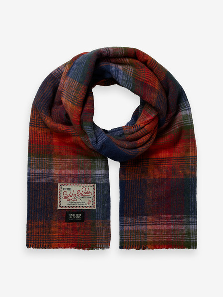 Scotch & Soda Červená a modrá pánska kockovaná šatka Scotch & Soda