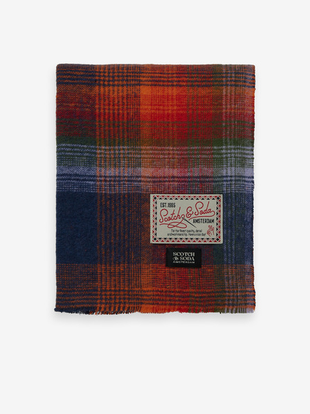 Scotch & Soda Červená a modrá pánska kockovaná šatka Scotch & Soda