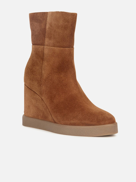 Geox Hnedé dámske členkové topánky Geox Elidea Wedge