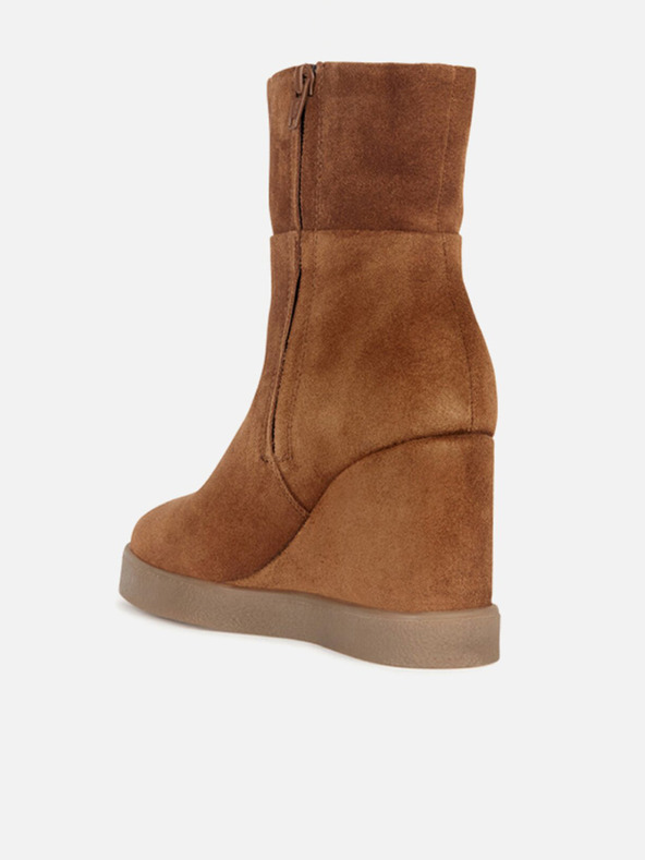Geox Hnedé dámske členkové topánky Geox Elidea Wedge